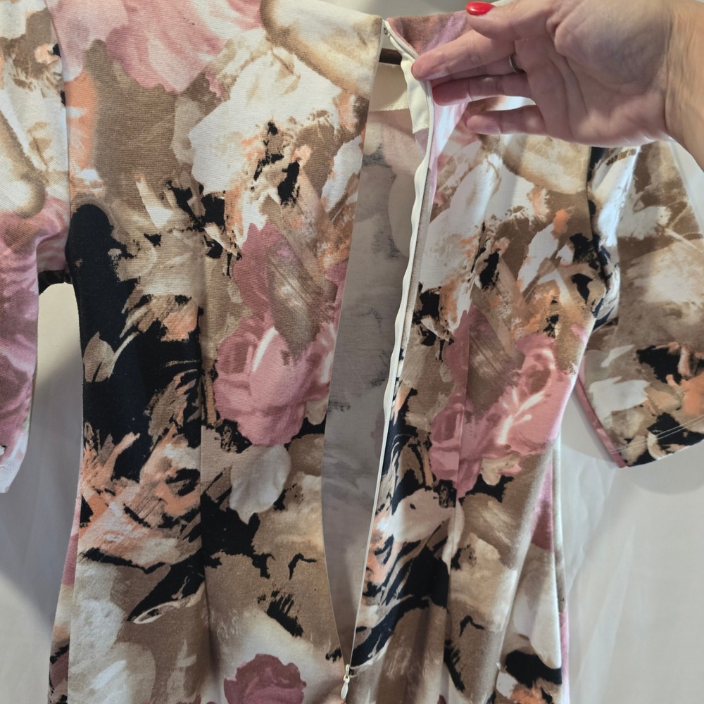 London Times Floral Sheath Dress Pink Black Beige Women's Size 6 - Picture 5 of 5